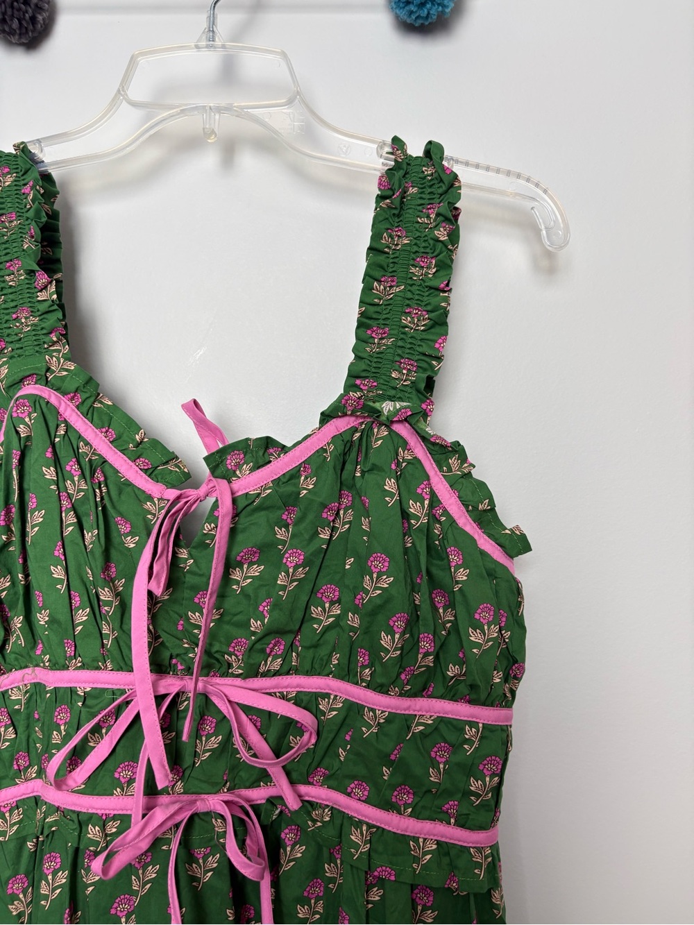 Entro The Francie Green and Pink Floral Mid Dress - Picture 4 of 6
